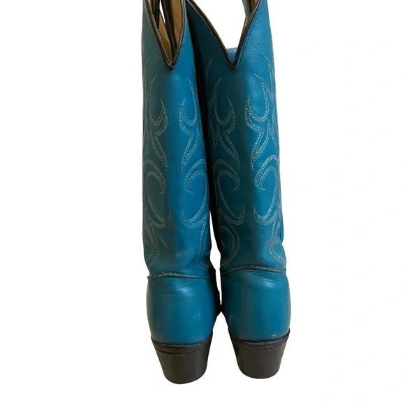 Vintage Sheplers Gorgeous Teal Blue Tall Western Boots. - Picture 12 of 16